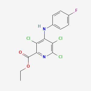 molecular formula C14H10Cl3FN2O2 B11511756 Ethyl 3,5,6-trichloro-4-(4-fluoroanilino)-2-pyridinecarboxylate 