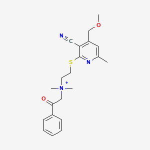 N-(2-{[3-cyano-4-(methoxymethyl)-6-methylpyridin-2-yl]sulfanyl}ethyl)-N,N-dimethyl-2-oxo-2-phenylethanaminium