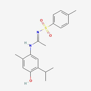 molecular formula C19H24N2O3S B11511779 Benzenesulfonamide, N-[1-(4-hydroxy-5-isopropyl-2-methylphenylamino)ethylidene]-4-methyl- 