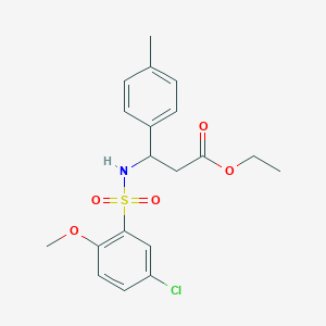 molecular formula C19H22ClNO5S B11511801 Ethyl 3-{[(5-chloro-2-methoxyphenyl)sulfonyl]amino}-3-(4-methylphenyl)propanoate 