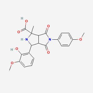 molecular formula C22H22N2O7 B11511840 3-(2-Hydroxy-3-methoxyphenyl)-5-(4-methoxyphenyl)-1-methyl-4,6-dioxooctahydropyrrolo[3,4-c]pyrrole-1-carboxylic acid 