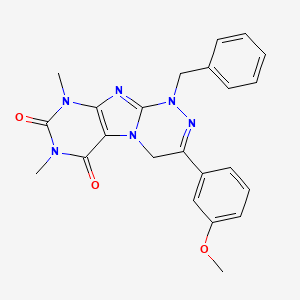 molecular formula C23H22N6O3 B11511848 1-benzyl-3-(3-methoxyphenyl)-7,9-dimethyl-1,4-dihydro[1,2,4]triazino[3,4-f]purine-6,8(7H,9H)-dione 