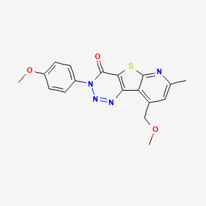 molecular formula C18H16N4O3S B11511875 13-(methoxymethyl)-5-(4-methoxyphenyl)-11-methyl-8-thia-3,4,5,10-tetrazatricyclo[7.4.0.02,7]trideca-1(13),2(7),3,9,11-pentaen-6-one 