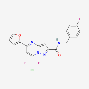 molecular formula C19H12ClF3N4O2 B11511904 7-[chloro(difluoro)methyl]-N-(4-fluorobenzyl)-5-(furan-2-yl)pyrazolo[1,5-a]pyrimidine-2-carboxamide CAS No. 442666-99-1