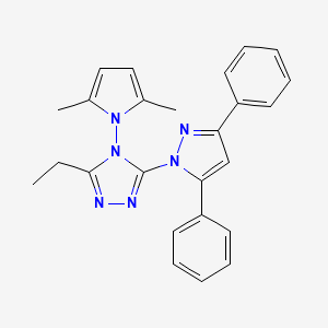 molecular formula C25H24N6 B11511911 4-(2,5-dimethyl-1H-pyrrol-1-yl)-3-(3,5-diphenyl-1H-pyrazol-1-yl)-5-ethyl-4H-1,2,4-triazole 