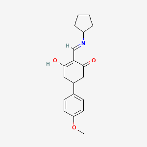 molecular formula C19H23NO3 B11511920 2-[(Cyclopentylamino)methylidene]-5-(4-methoxyphenyl)cyclohexane-1,3-dione 