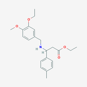 Ethyl 3-{[(3-ethoxy-4-methoxyphenyl)methyl]amino}-3-(4-methylphenyl)propanoate