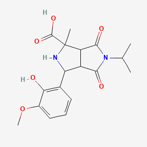 molecular formula C18H22N2O6 B11511947 3-(2-Hydroxy-3-methoxyphenyl)-1-methyl-4,6-dioxo-5-(propan-2-yl)octahydropyrrolo[3,4-c]pyrrole-1-carboxylic acid 