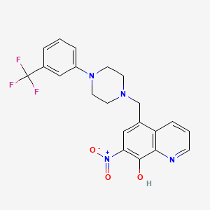 molecular formula C21H19F3N4O3 B11511956 7-Nitro-5-({4-[3-(trifluoromethyl)phenyl]piperazin-1-yl}methyl)quinolin-8-ol 