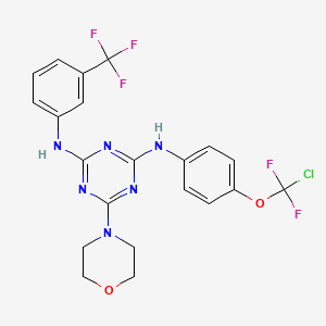 molecular formula C21H18ClF5N6O2 B11512007 N-{4-[chloro(difluoro)methoxy]phenyl}-6-(morpholin-4-yl)-N'-[3-(trifluoromethyl)phenyl]-1,3,5-triazine-2,4-diamine 