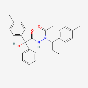 molecular formula C28H32N2O3 B11512010 N'-acetyl-2-hydroxy-2,2-bis(4-methylphenyl)-N'-[1-(4-methylphenyl)propyl]acetohydrazide 