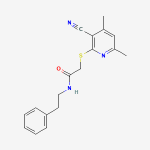 molecular formula C18H19N3OS B11512047 2-[(3-cyano-4,6-dimethylpyridin-2-yl)sulfanyl]-N-(2-phenylethyl)acetamide 