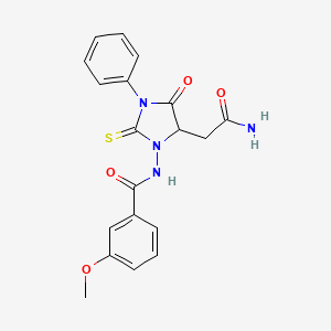 molecular formula C19H18N4O4S B11512127 N-(5-Carbamoylmethyl-4-oxo-3-phenyl-2-thioxo-imidazolidin-1-yl)-3-methoxy-benzamide 