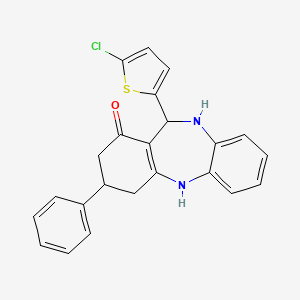 molecular formula C23H19ClN2OS B11512155 11-(5-chloro-2-thienyl)-3-phenyl-2,3,4,5,10,11-hexahydro-1H-dibenzo[b,e][1,4]diazepin-1-one 