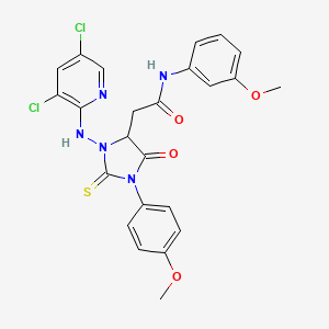 molecular formula C24H21Cl2N5O4S B11512163 2-{3-[(3,5-Dichloropyridin-2-YL)amino]-1-(4-methoxyphenyl)-5-oxo-2-sulfanylideneimidazolidin-4-YL}-N-(3-methoxyphenyl)acetamide 