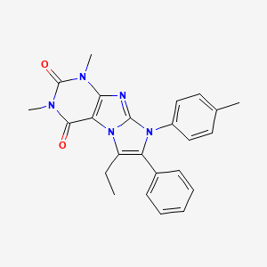 molecular formula C24H23N5O2 B11512171 6-ethyl-1,3-dimethyl-8-(4-methylphenyl)-7-phenyl-1H-imidazo[2,1-f]purine-2,4(3H,8H)-dione 