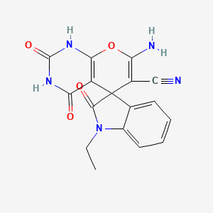 molecular formula C17H13N5O4 B11512191 7'-Amino-1-ethyl-2,2',4'-trioxo-1,1',2,2',3',4'-hexahydrospiro[indole-3,5'-pyrano[2,3-d]pyrimidine]-6'-carbonitrile 