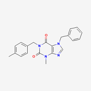 molecular formula C21H20N4O2 B11512195 7-benzyl-3-methyl-1-(4-methylbenzyl)-3,7-dihydro-1H-purine-2,6-dione 