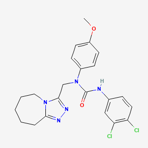 molecular formula C22H23Cl2N5O2 B11512202 3-(3,4-dichlorophenyl)-1-(4-methoxyphenyl)-1-(6,7,8,9-tetrahydro-5H-[1,2,4]triazolo[4,3-a]azepin-3-ylmethyl)urea 