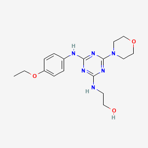 molecular formula C17H24N6O3 B11512213 2-({4-[(4-Ethoxyphenyl)amino]-6-(morpholin-4-yl)-1,3,5-triazin-2-yl}amino)ethanol 