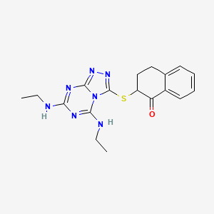 molecular formula C18H21N7OS B11512269 2-{[5,7-bis(ethylamino)[1,2,4]triazolo[4,3-a][1,3,5]triazin-3-yl]sulfanyl}-3,4-dihydronaphthalen-1(2H)-one 