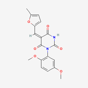 (5E)-1-(2,5-dimethoxyphenyl)-5-[(5-methylfuran-2-yl)methylidene]-1,3-diazinane-2,4,6-trione