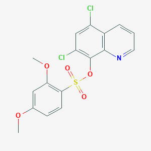 molecular formula C17H13Cl2NO5S B11512297 5,7-Dichloroquinolin-8-yl 2,4-dimethoxybenzenesulfonate 