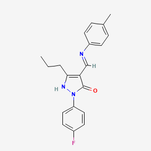 molecular formula C20H20FN3O B11512317 (4E)-2-(4-fluorophenyl)-4-{[(4-methylphenyl)amino]methylene}-5-propyl-2,4-dihydro-3H-pyrazol-3-one 