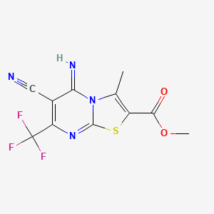 molecular formula C11H7F3N4O2S B11512364 methyl 6-cyano-5-imino-3-methyl-7-(trifluoromethyl)-5H-[1,3]thiazolo[3,2-a]pyrimidine-2-carboxylate 