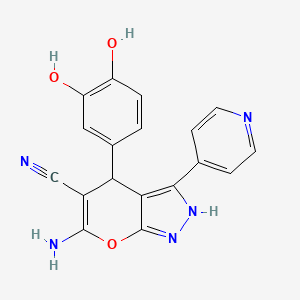 6-Amino-4-(3,4-dihydroxyphenyl)-3-(pyridin-4-yl)-1,4-dihydropyrano[2,3-c]pyrazole-5-carbonitrile