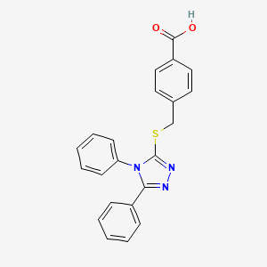 molecular formula C22H17N3O2S B11512381 4-{[(4,5-diphenyl-4H-1,2,4-triazol-3-yl)sulfanyl]methyl}benzoic acid 