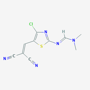 molecular formula C10H8ClN5S B11512424 N'-[4-chloro-5-(2,2-dicyanoethenyl)-1,3-thiazol-2-yl]-N,N-dimethylimidoformamide 