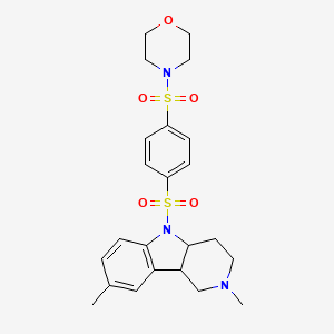 molecular formula C23H29N3O5S2 B11512432 2,8-dimethyl-5-{[4-(morpholin-4-ylsulfonyl)phenyl]sulfonyl}-2,3,4,4a,5,9b-hexahydro-1H-pyrido[4,3-b]indole 