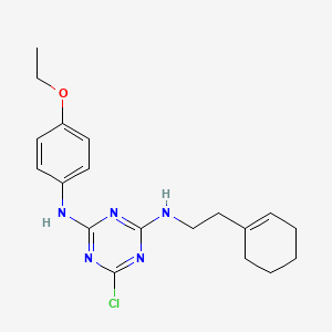 molecular formula C19H24ClN5O B11512446 6-Chloro-N-(2-cyclohex-1-enyl-ethyl)-N'-(4-ethoxy-phenyl)-[1,3,5]triazine-2,4-diamine 