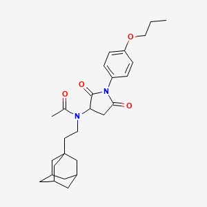 molecular formula C27H36N2O4 B11512483 N-[2-(Adamantan-1-YL)ethyl]-N-[2,5-dioxo-1-(4-propoxyphenyl)pyrrolidin-3-YL]acetamide 