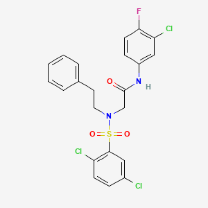 molecular formula C22H18Cl3FN2O3S B11512500 N-(3-Chloro-4-fluorophenyl)-2-[N-(2-phenylethyl)2,5-dichlorobenzenesulfonamido]acetamide 