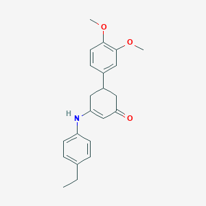 molecular formula C22H25NO3 B11512505 5-(3,4-Dimethoxyphenyl)-3-[(4-ethylphenyl)amino]cyclohex-2-en-1-one 