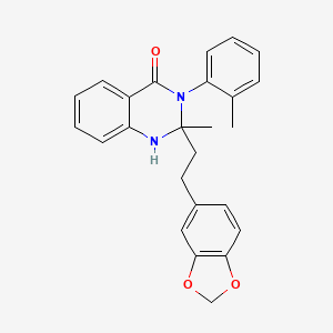 molecular formula C25H24N2O3 B11512552 2-[2-(1,3-benzodioxol-5-yl)ethyl]-2-methyl-3-(2-methylphenyl)-2,3-dihydroquinazolin-4(1H)-one 