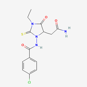 Benzamide, N-(5-carbamoylmethyl-3-ethyl-4-oxo-2-thioxoimidazolidin-1-yl)-4-chloro-