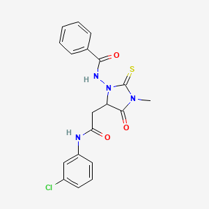 molecular formula C19H17ClN4O3S B11512566 N-(5-{2-[(3-chlorophenyl)amino]-2-oxoethyl}-3-methyl-4-oxo-2-thioxoimidazolidin-1-yl)benzamide 