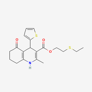 2-(Ethylsulfanyl)ethyl 2-methyl-5-oxo-4-(thiophen-2-yl)-1,4,5,6,7,8-hexahydroquinoline-3-carboxylate