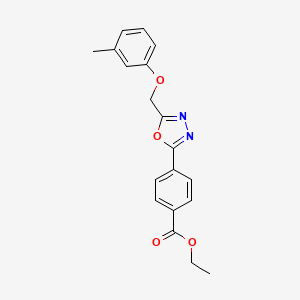 molecular formula C19H18N2O4 B11512580 Ethyl 4-{5-[(3-methylphenoxy)methyl]-1,3,4-oxadiazol-2-yl}benzoate 