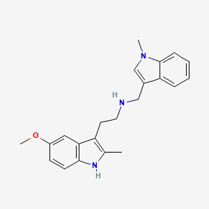 molecular formula C22H25N3O B11512586 2-(5-methoxy-2-methyl-1H-indol-3-yl)-N-[(1-methyl-1H-indol-3-yl)methyl]ethanamine 