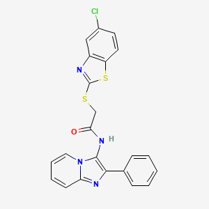 2-[(5-chloro-1,3-benzothiazol-2-yl)sulfanyl]-N-(2-phenylimidazo[1,2-a]pyridin-3-yl)acetamide