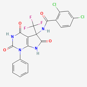 molecular formula C20H11Cl2F3N4O4 B11512626 2,4-dichloro-N-[4-hydroxy-2,6-dioxo-1-phenyl-5-(trifluoromethyl)-2,5,6,7-tetrahydro-1H-pyrrolo[2,3-d]pyrimidin-5-yl]benzamide 