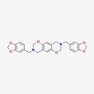 molecular formula C26H24N2O6 B11512633 3,8-Bis(1,3-benzodioxol-5-ylmethyl)-2,3,4,7,8,9-hexahydro[1,3]oxazino[6,5-g][1,3]benzoxazine 