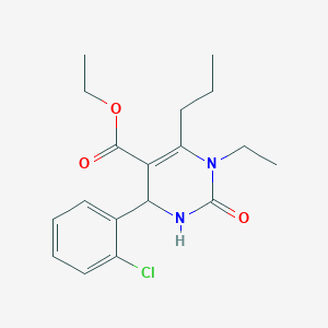 molecular formula C18H23ClN2O3 B11512668 Ethyl 4-(2-chlorophenyl)-1-ethyl-2-oxo-6-propyl-1,2,3,4-tetrahydropyrimidine-5-carboxylate 