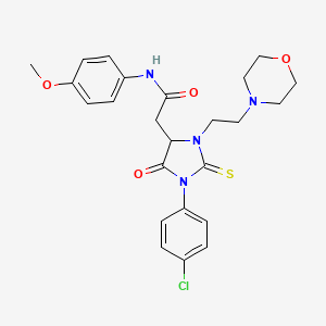 molecular formula C24H27ClN4O4S B11512673 2-{1-(4-chlorophenyl)-3-[2-(morpholin-4-yl)ethyl]-5-oxo-2-thioxoimidazolidin-4-yl}-N-(4-methoxyphenyl)acetamide 