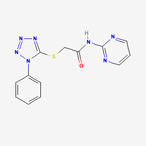 molecular formula C13H11N7OS B11512702 2-[(1-phenyl-1H-tetrazol-5-yl)sulfanyl]-N-(pyrimidin-2-yl)acetamide 