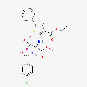 molecular formula C25H22ClF3N2O5S B11512725 Ethyl 2-[(2-{[(4-chlorophenyl)carbonyl]amino}-1,1,1-trifluoro-3-methoxy-3-oxopropan-2-yl)amino]-4-methyl-5-phenylthiophene-3-carboxylate 